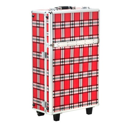 COSMETIC CASE S-015 RED GRID