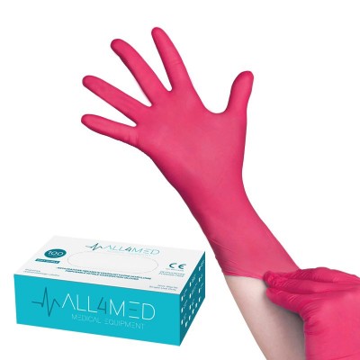 ALL4MED DISPOSABLE DIAGNOSTIC GLOVES, RASPBERRY, M